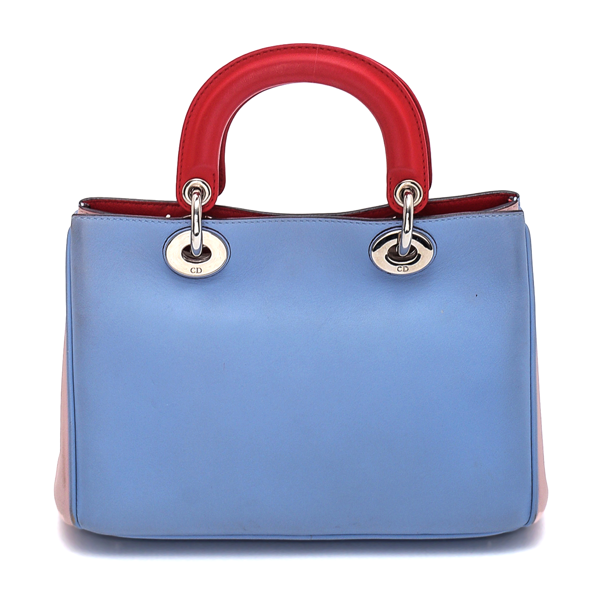 Christian Dior - Baby Blue / Powder Pink & Red Leather Small Diorissimo Bag